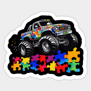 Kids Monster Truck Puzzles Cute Kids Autism Awareness Sticker